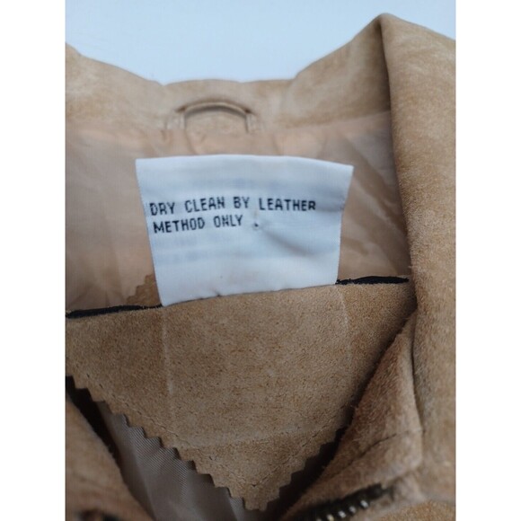 Vtg Terry Lewis Classic Luxuries Beige 100% Leather Zip Jacket L - Picture 12 of 12
